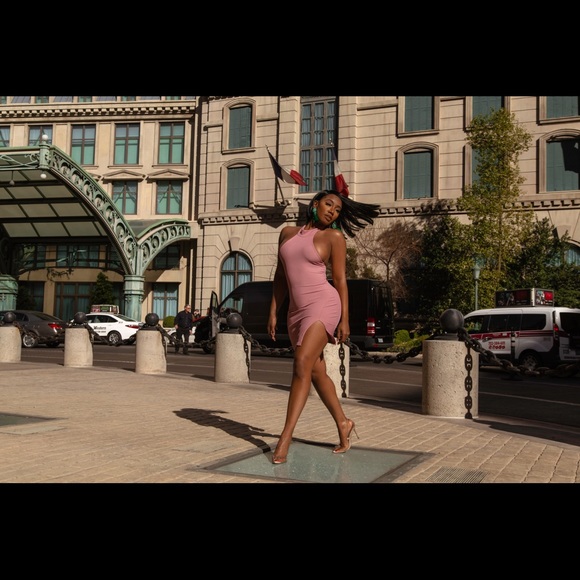 Nude Ribbed Mini Dress - Picture 4 of 5